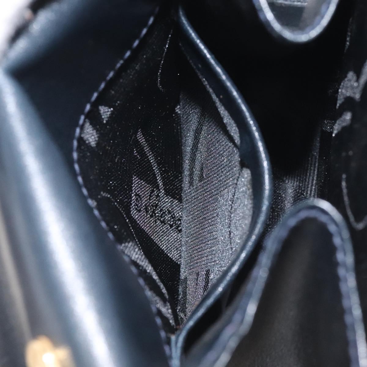 Salvatore Ferragamo Gancini Chain Shoulder Bag Leather Black Gold Auth 118668