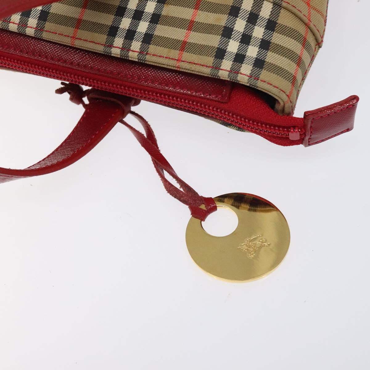 BURBERRY Nova Check Hand Bag Canvas Beige Gold Auth 118669
