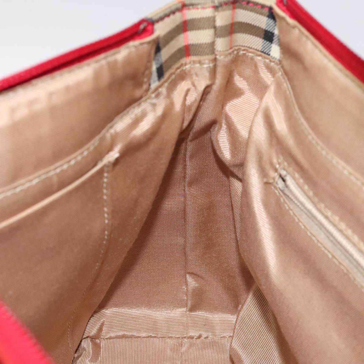 BURBERRY Nova Check Hand Bag Canvas Beige Gold Auth 118669