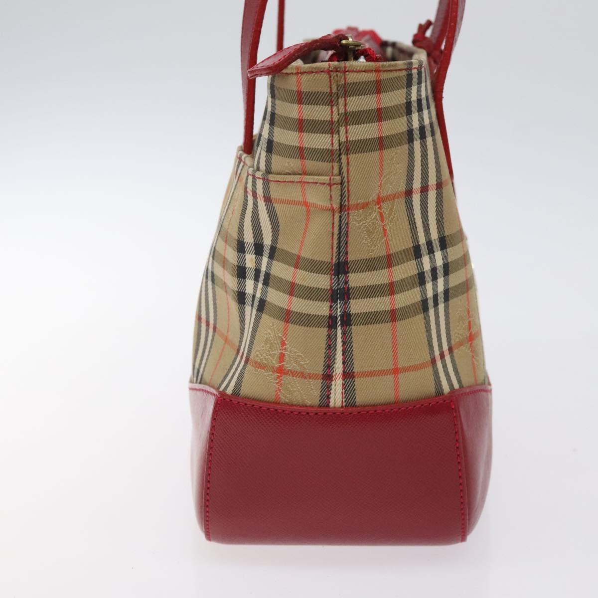BURBERRY Nova Check Hand Bag Canvas Beige Gold Auth 118669