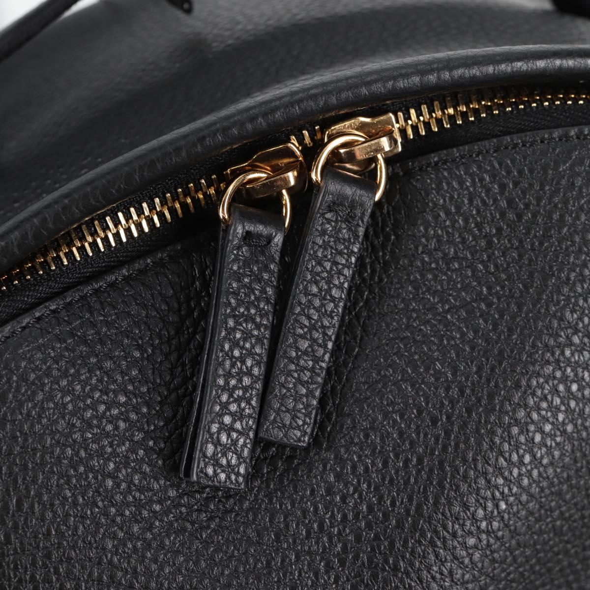 VERSACE Backpack Leather Black Gold Auth 118682V