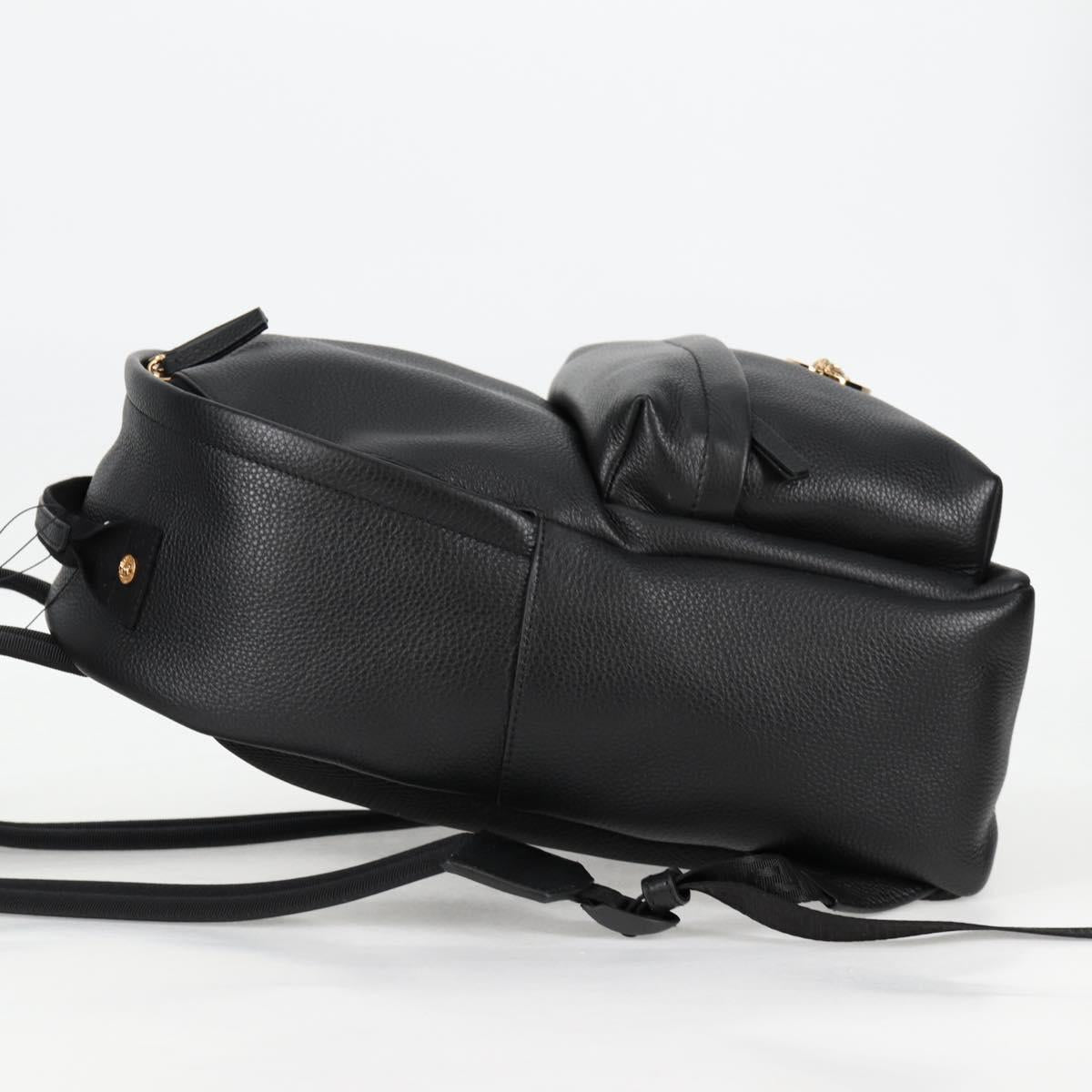 VERSACE Backpack Leather Black Gold Auth 118682V