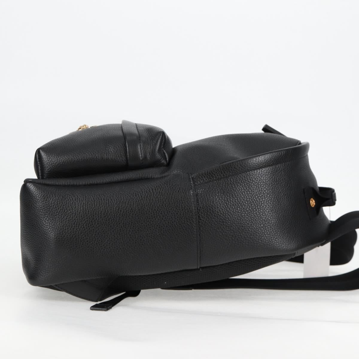 VERSACE Backpack Leather Black Gold Auth 118682V