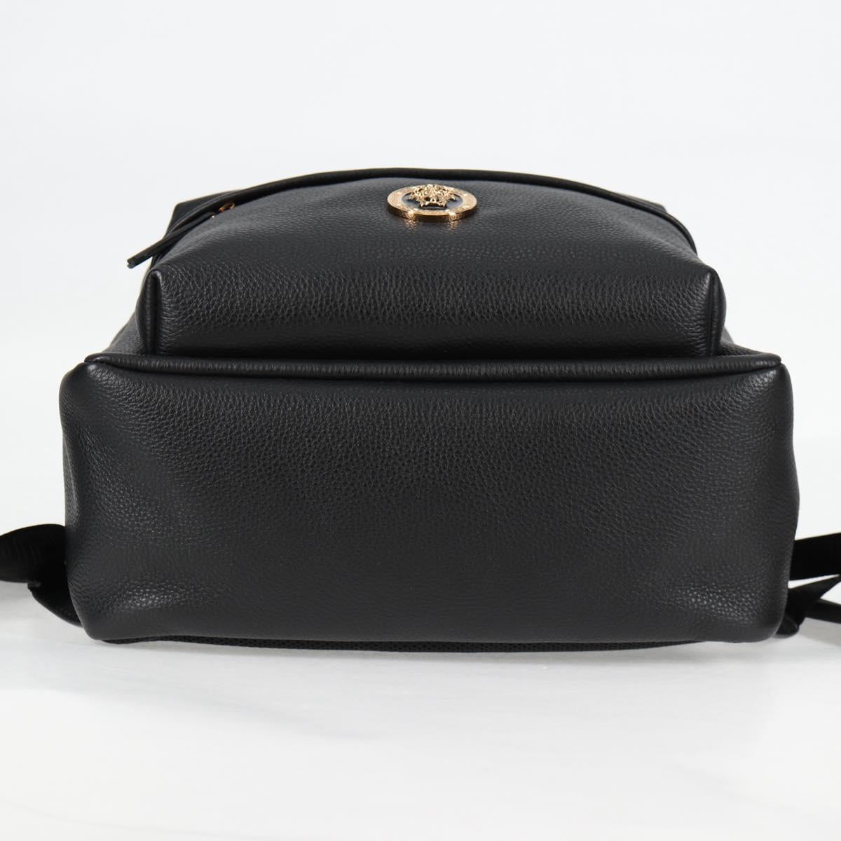 VERSACE Backpack Leather Black Gold Auth 118682V