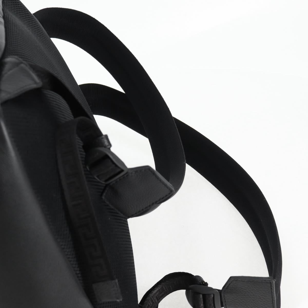 VERSACE Backpack Leather Black Gold Auth 118683V