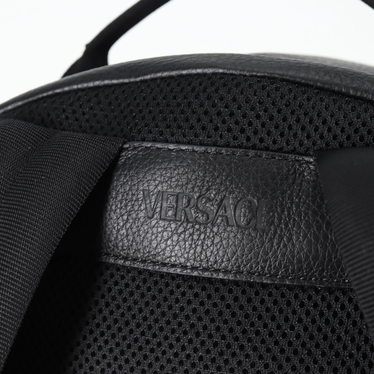 VERSACE Backpack Leather Black Gold Auth 118683V