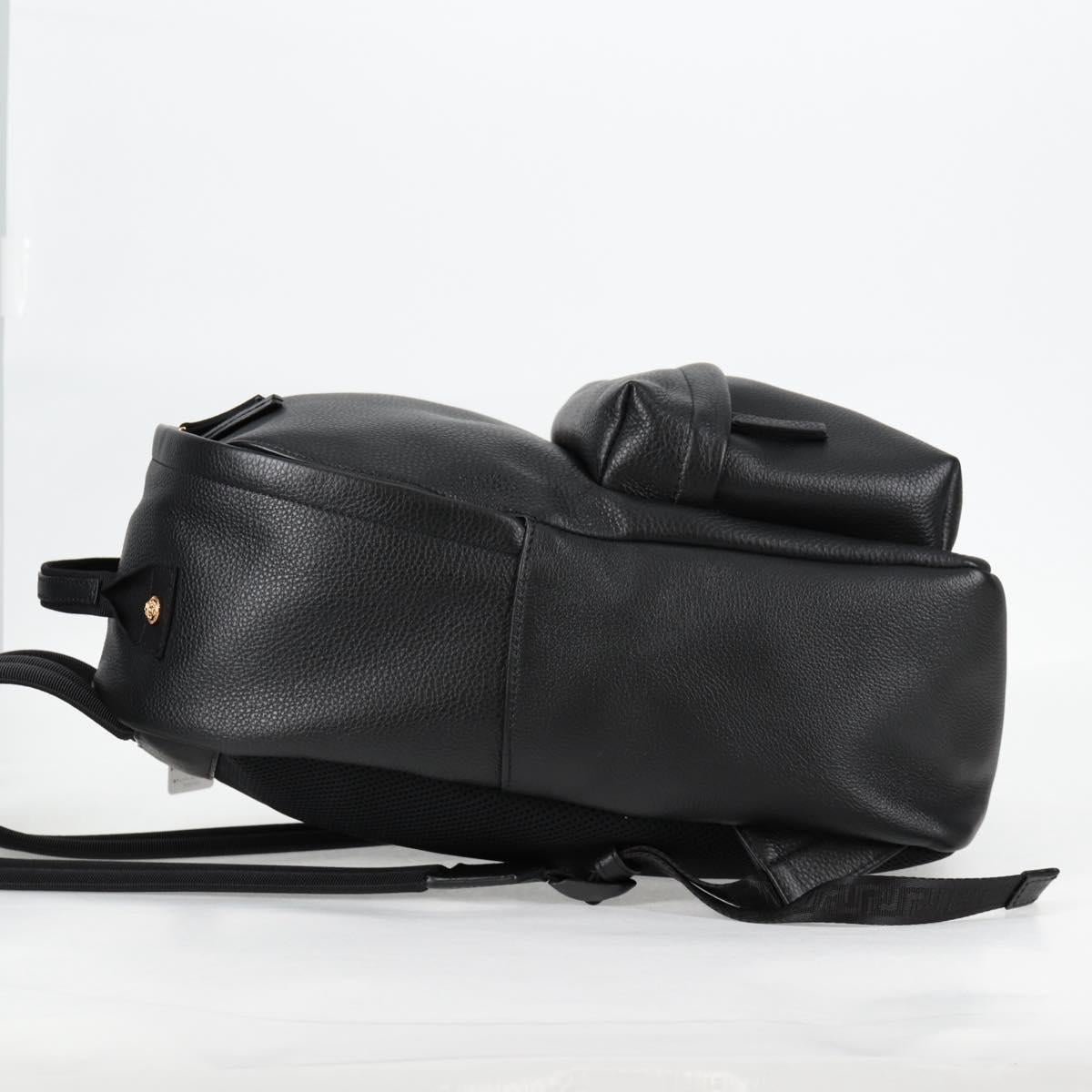 VERSACE Backpack Leather Black Gold Auth 118683V