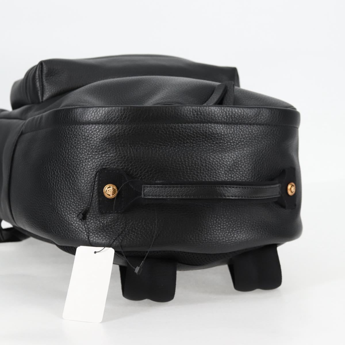 VERSACE Backpack Leather Black Gold Auth 118683V