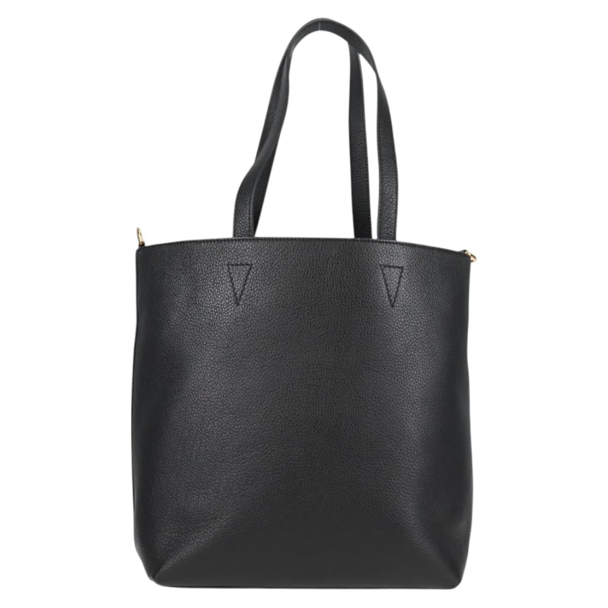 VERSACE Tote Bag Leather 2way Black Gold Auth 118688V