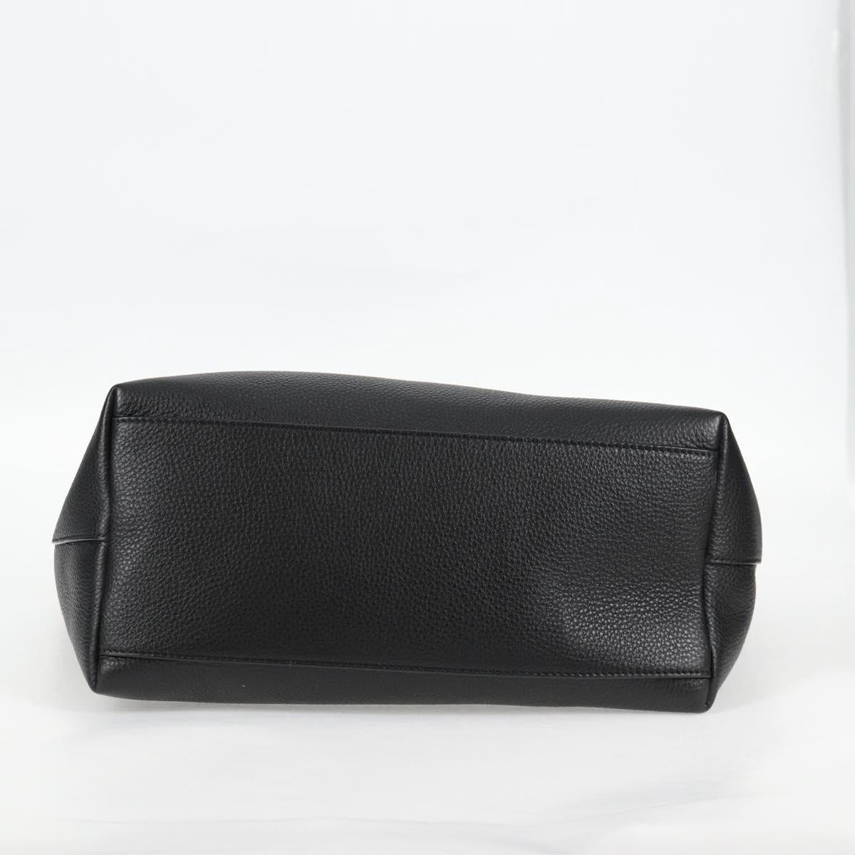 VERSACE Tote Bag Leather 2way Black Gold Auth 118688V