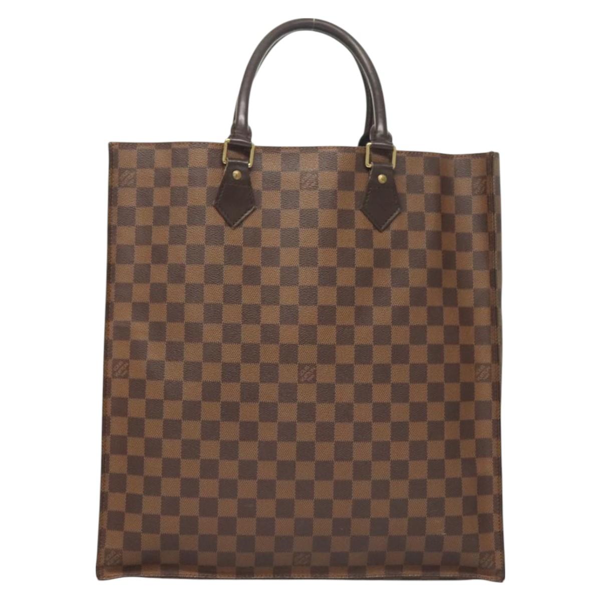 LOUIS VUITTON Damier Ebene Sac Plat Hand Bag N51140 LV Auth 118710