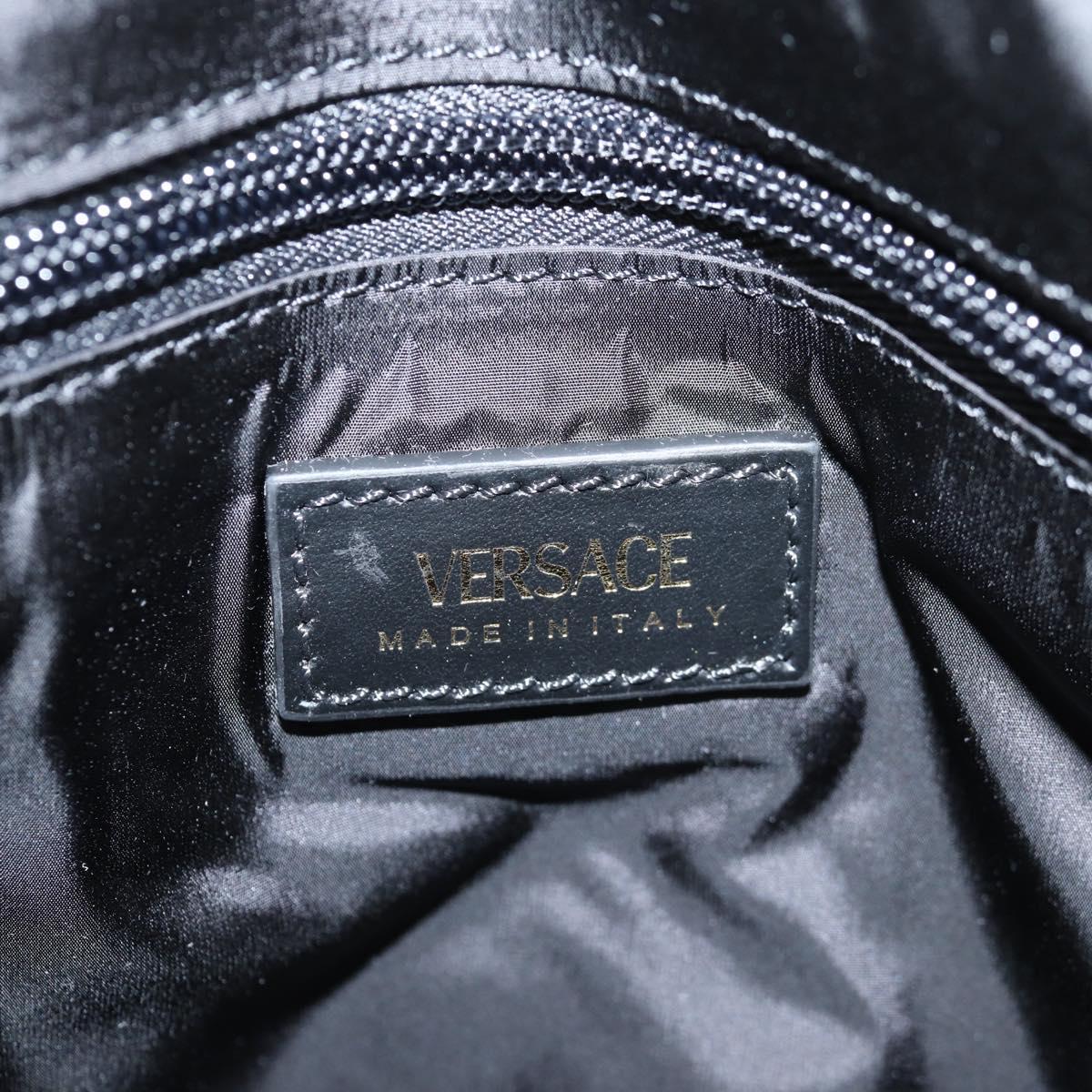 VERSACE Hand Bag Nylon 2way Black Gold Auth 118725V
