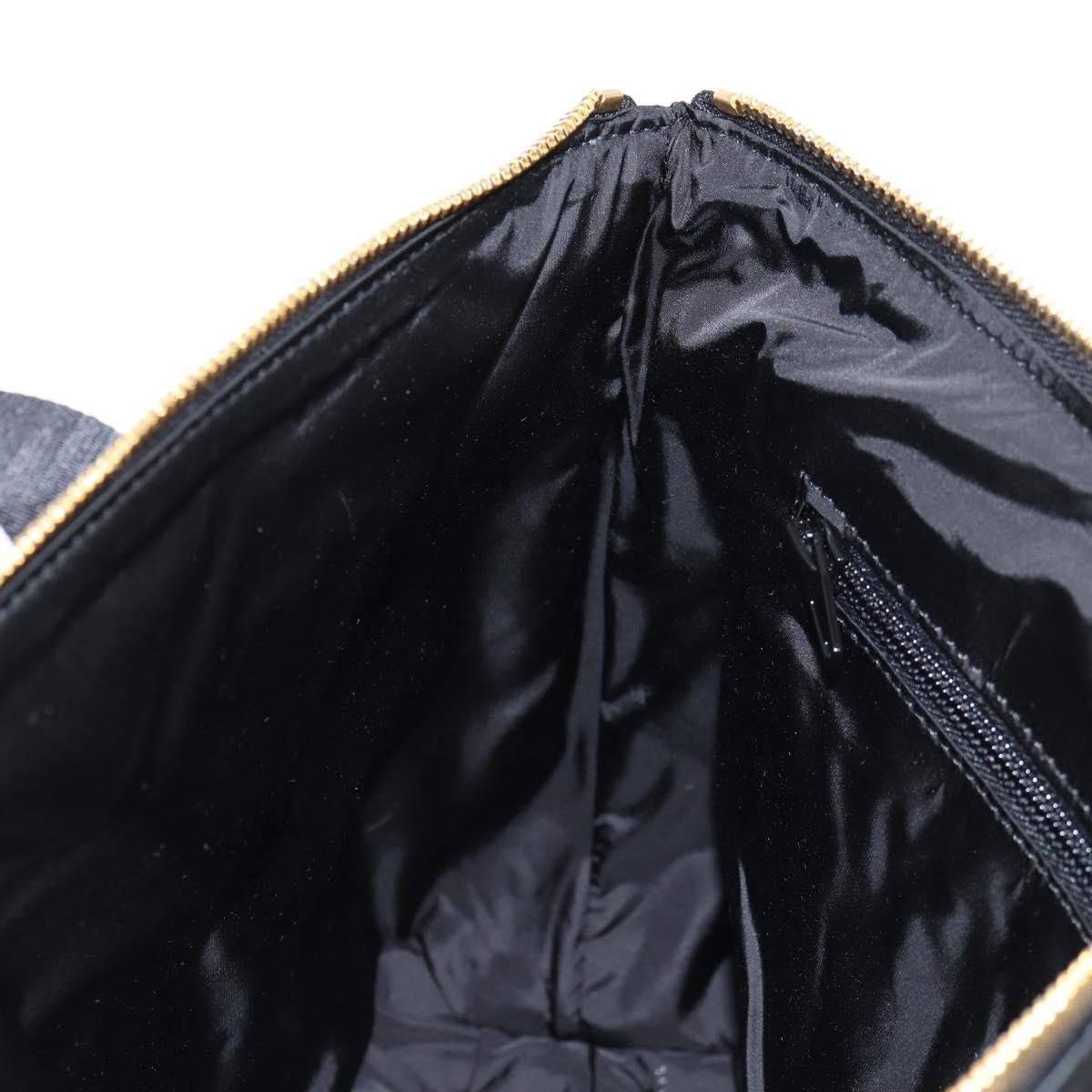 VERSACE Hand Bag Nylon 2way Black Gold Auth 118725V