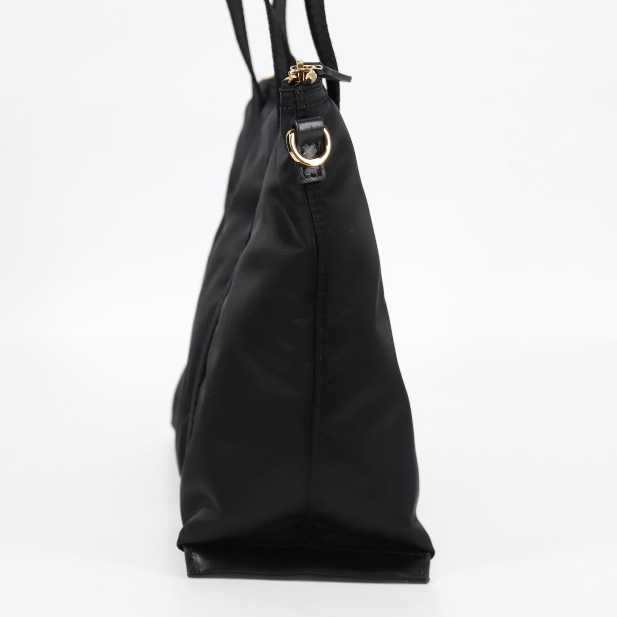 VERSACE Hand Bag Nylon 2way Black Gold Auth 118725V