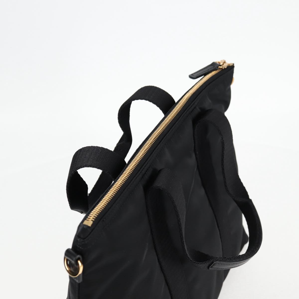 VERSACE Hand Bag Nylon 2way Black Gold Auth 118725V
