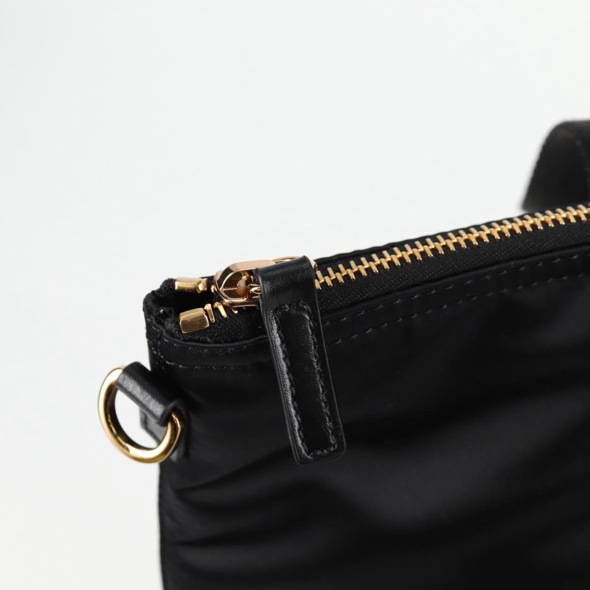 VERSACE Hand Bag Nylon 2way Black Gold Auth 118726V