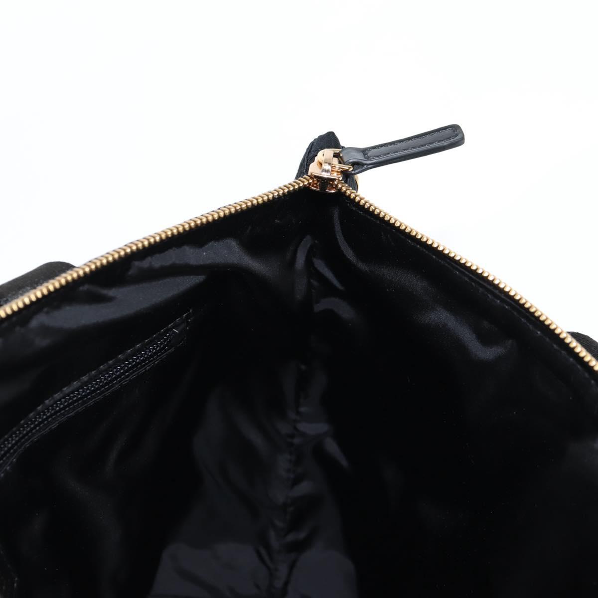 VERSACE Hand Bag Nylon 2way Black Gold Auth 118726V