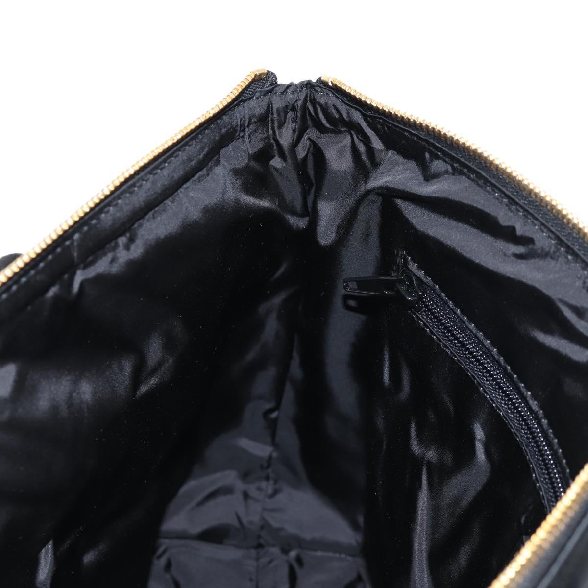 VERSACE Hand Bag Nylon 2way Black Gold Auth 118726V