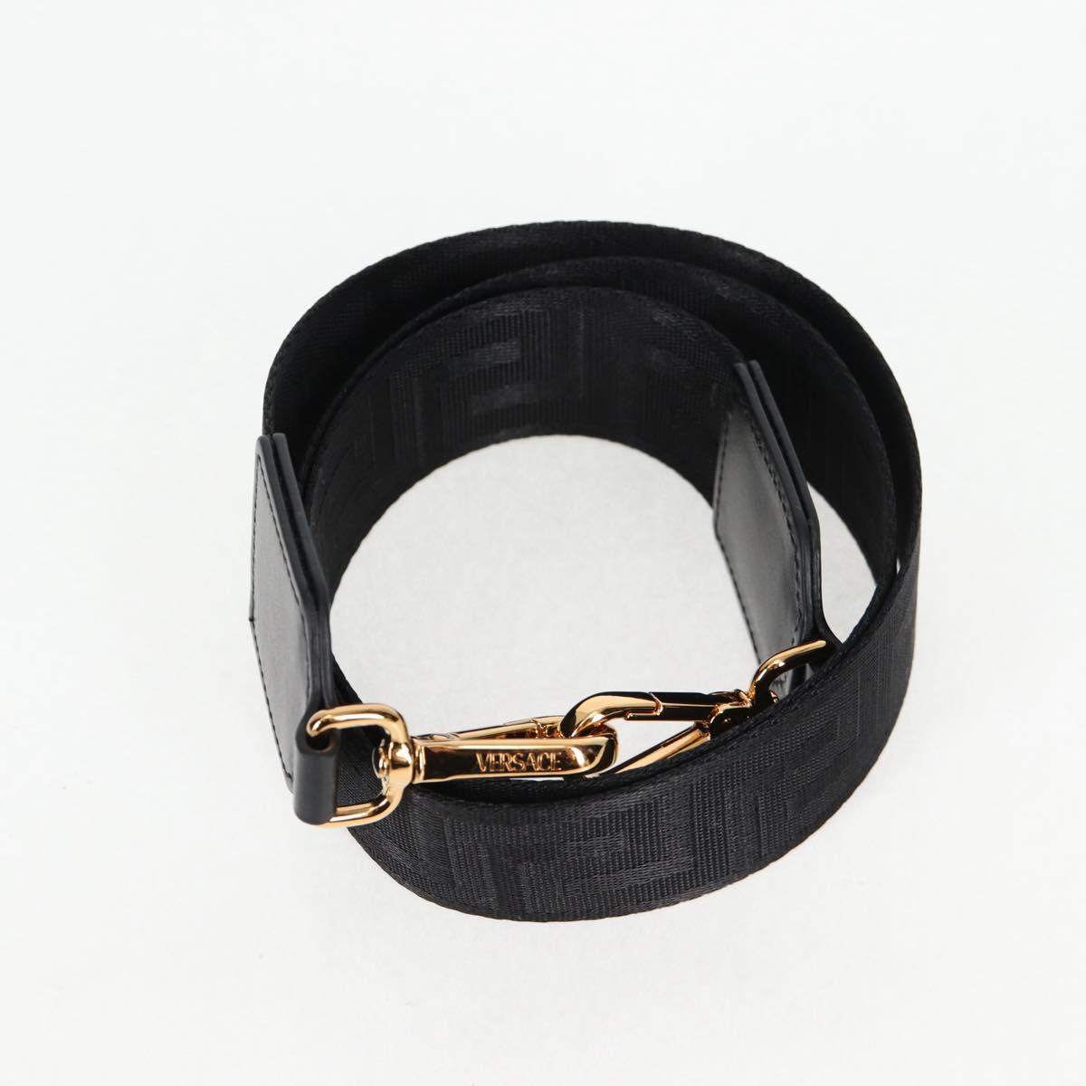VERSACE Hand Bag Nylon 2way Black Gold Auth 118726V