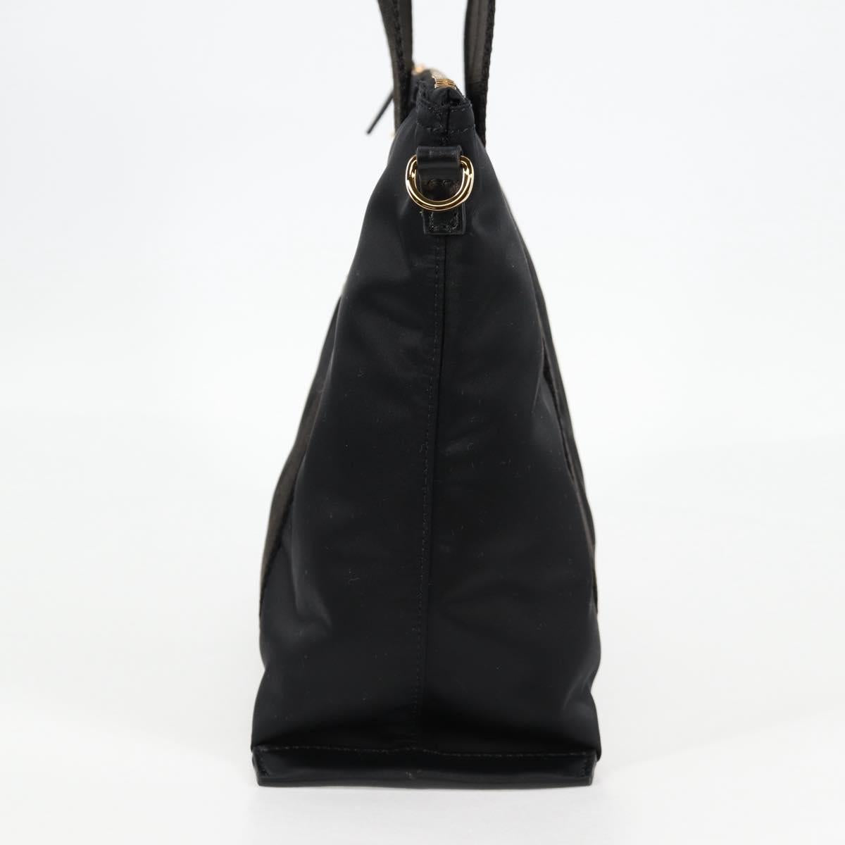 VERSACE Hand Bag Nylon 2way Black Gold Auth 118726V
