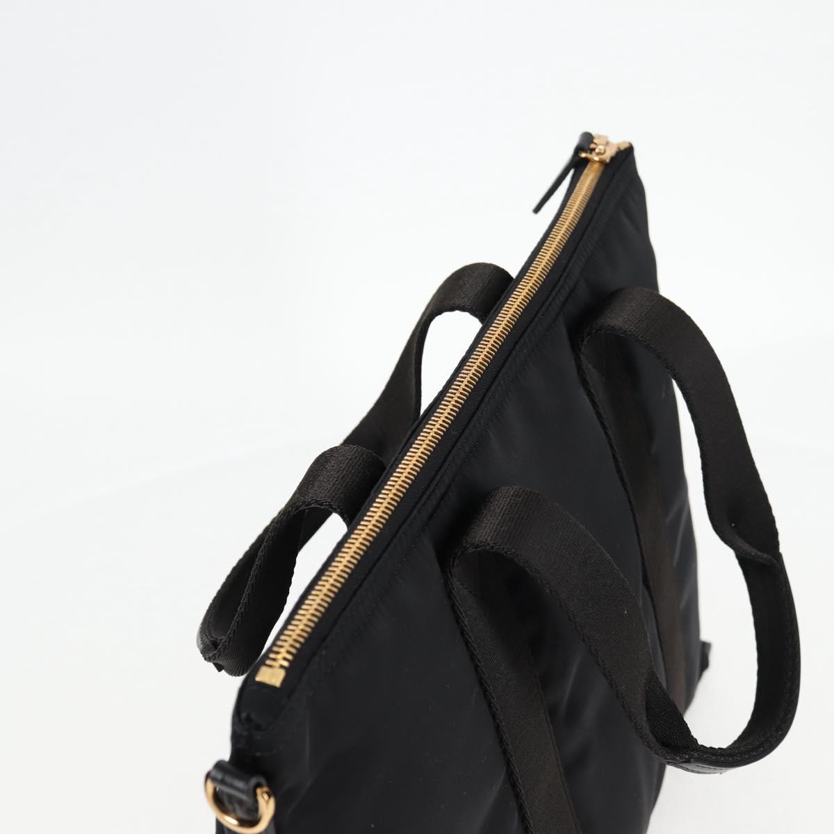 VERSACE Hand Bag Nylon 2way Black Gold Auth 118726V