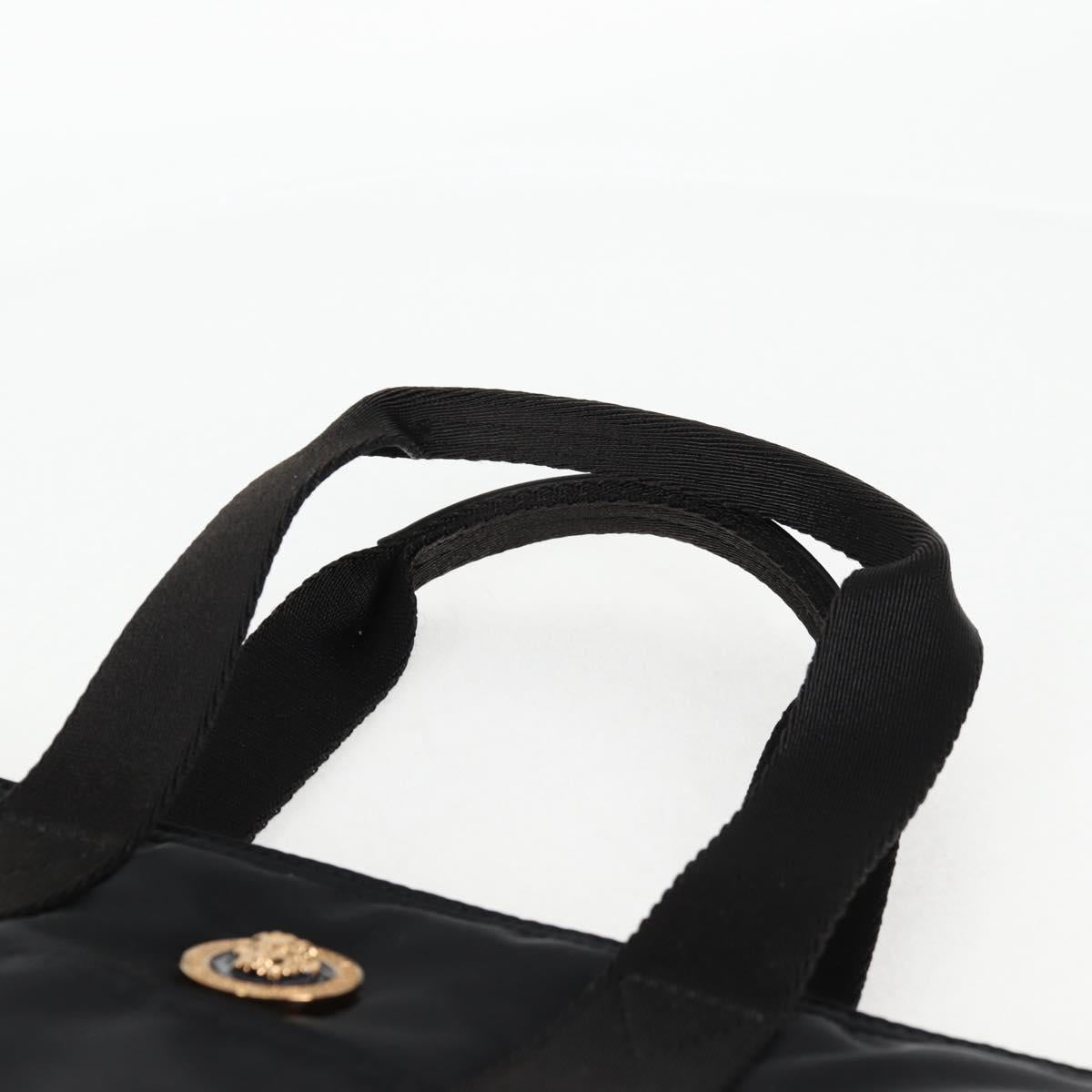 VERSACE Hand Bag Nylon 2way Black Gold Auth 118726V