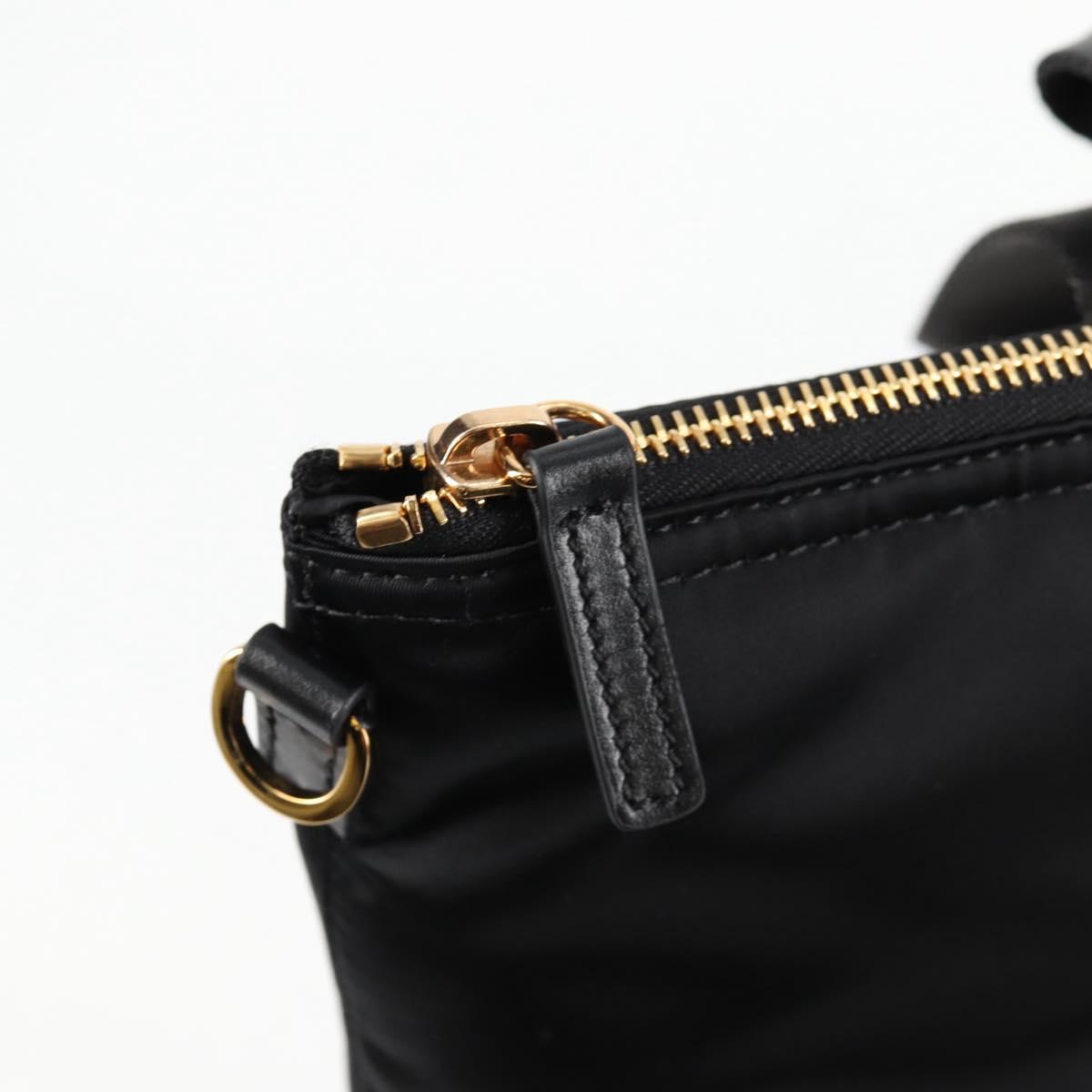 VERSACE Hand Bag Nylon 2way Black Gold Auth 118727V