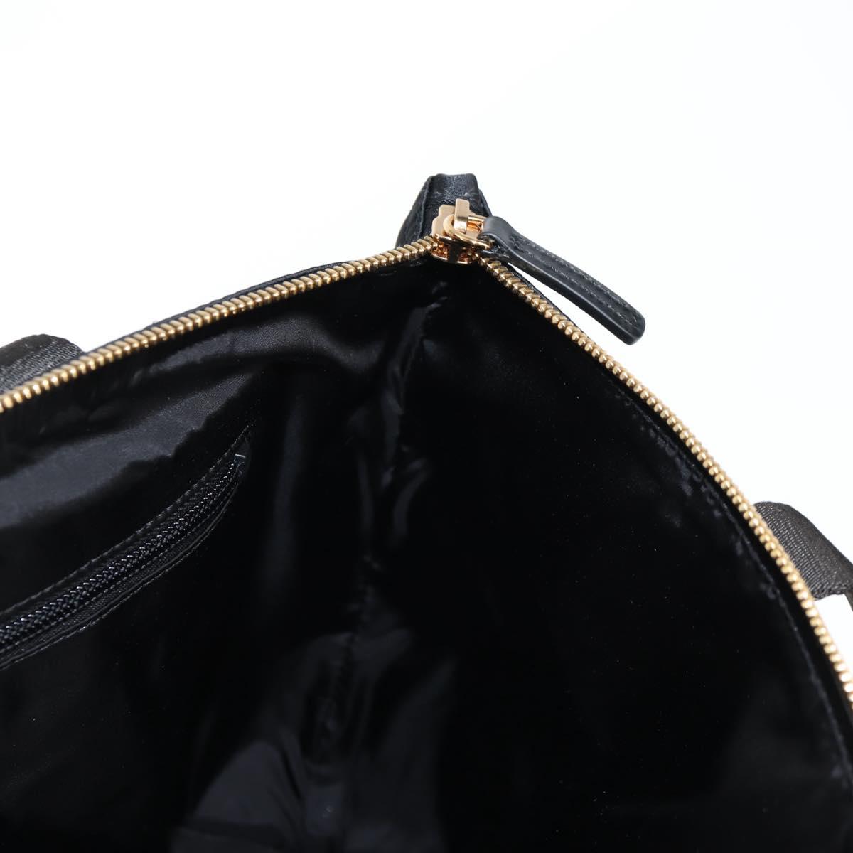 VERSACE Hand Bag Nylon 2way Black Gold Auth 118727V