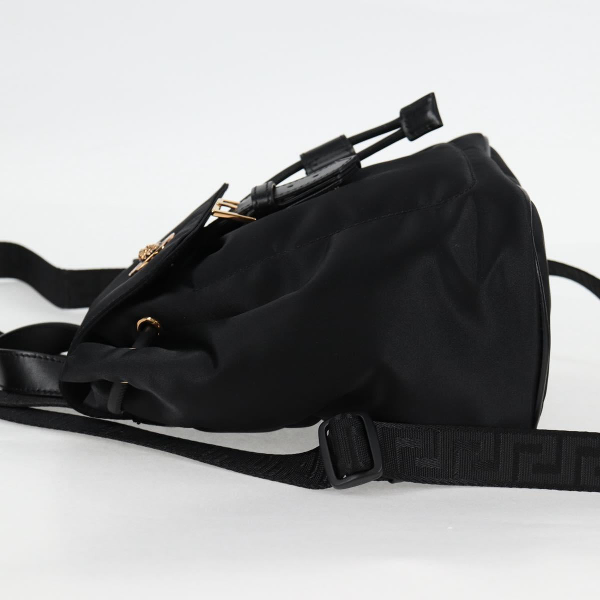 VERSACE Backpack Nylon Black Gold Auth 118728V