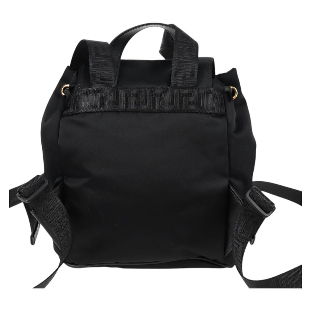 VERSACE Backpack Nylon Black Gold Auth 118729V