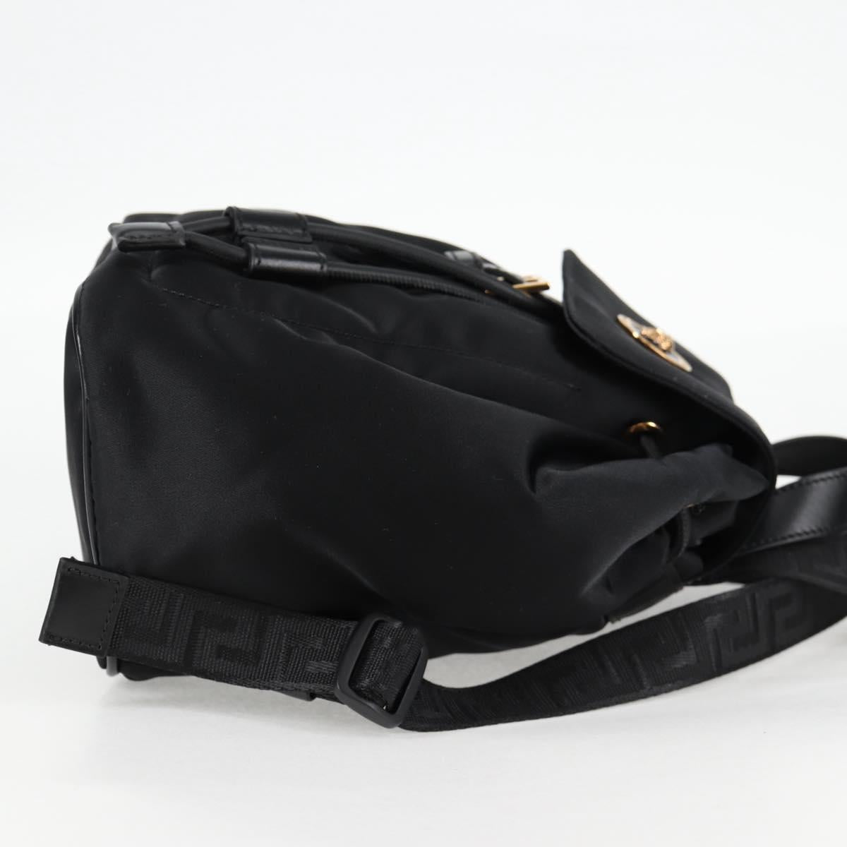 VERSACE Backpack Nylon Black Gold Auth 118729V