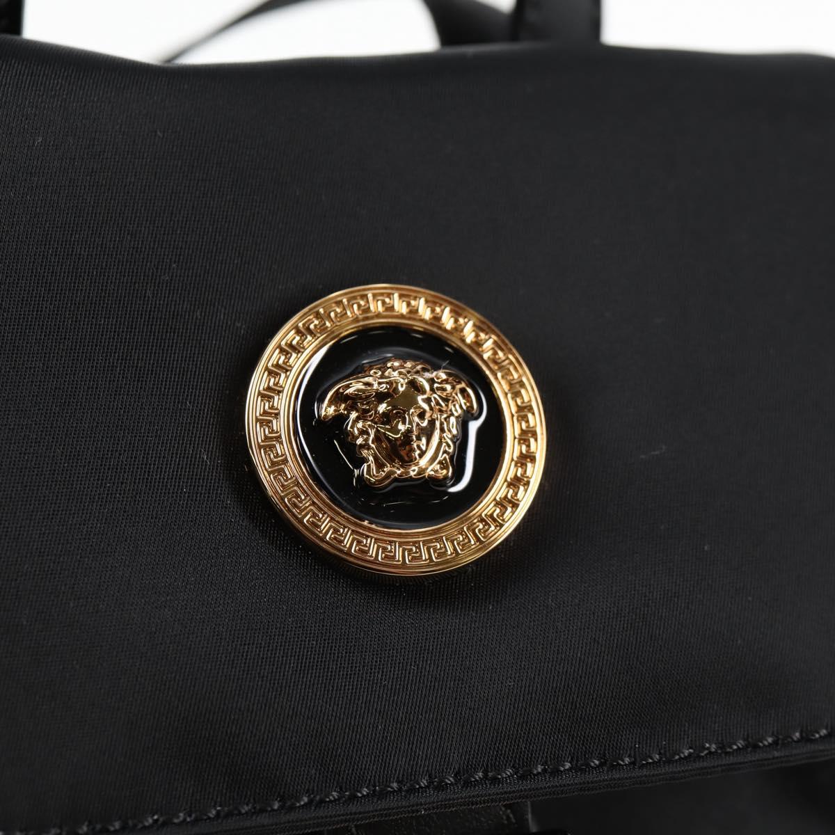 VERSACE Backpack Nylon Black Gold Auth 118730V