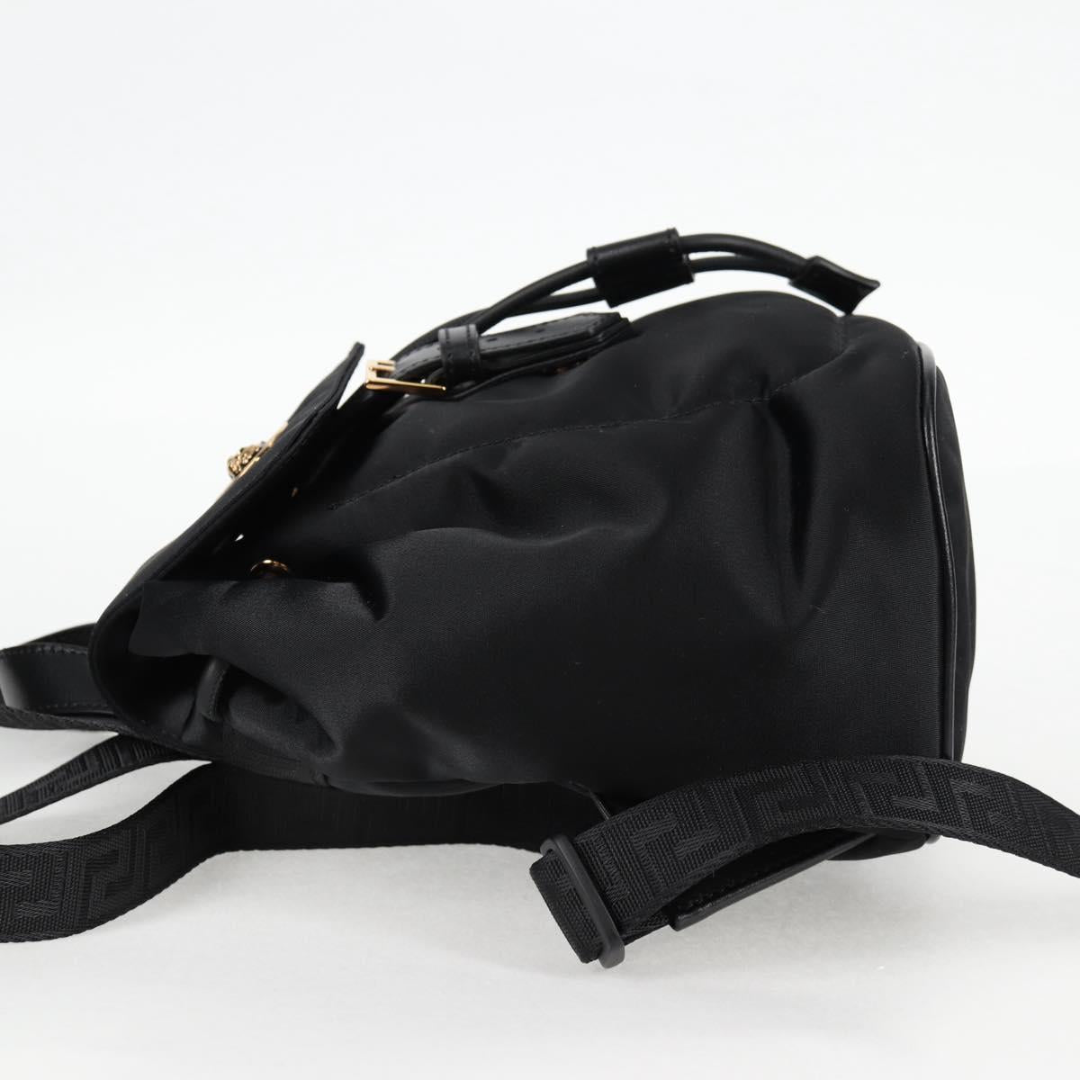 VERSACE Backpack Nylon Black Gold Auth 118730V