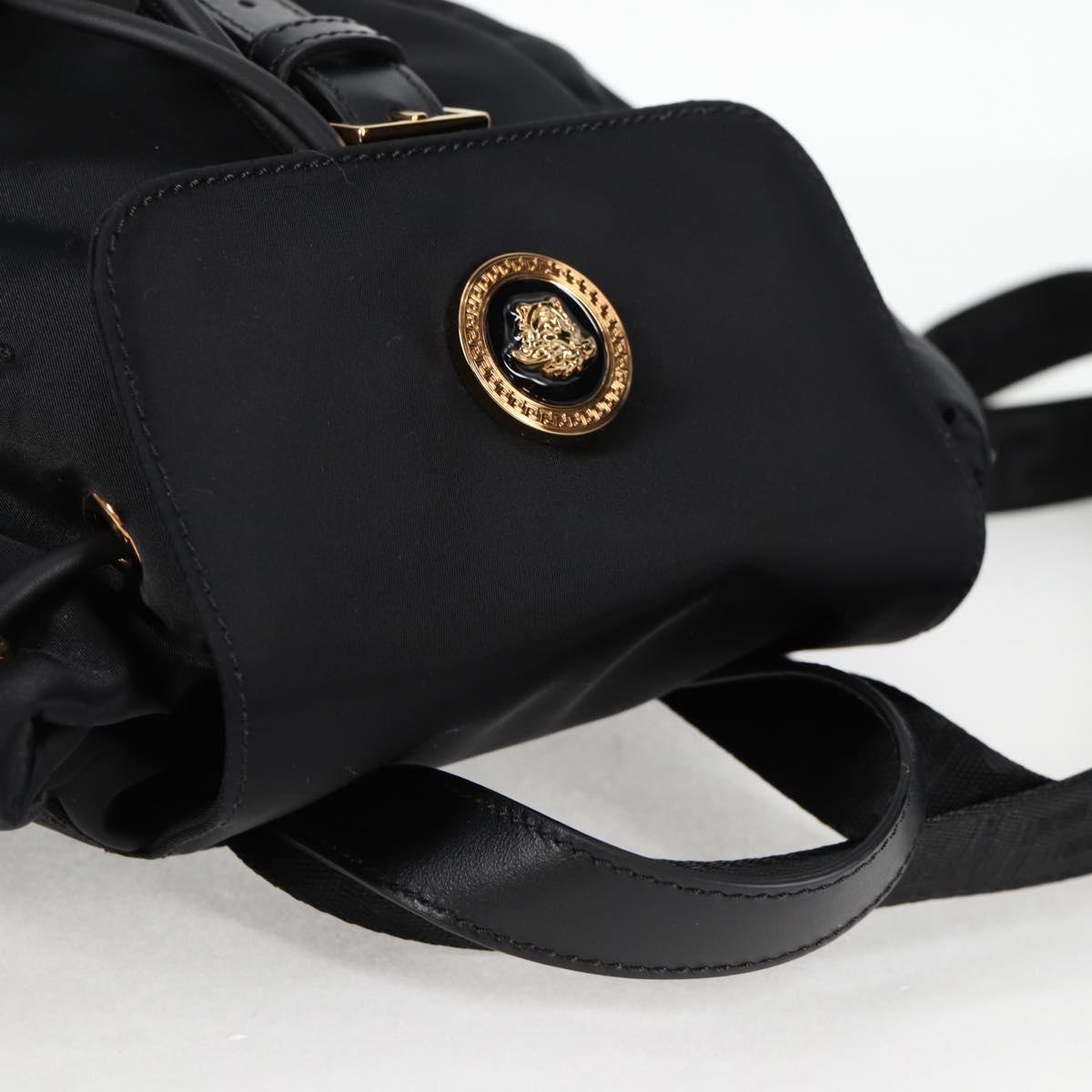 VERSACE Backpack Nylon Black Gold Auth 118730V