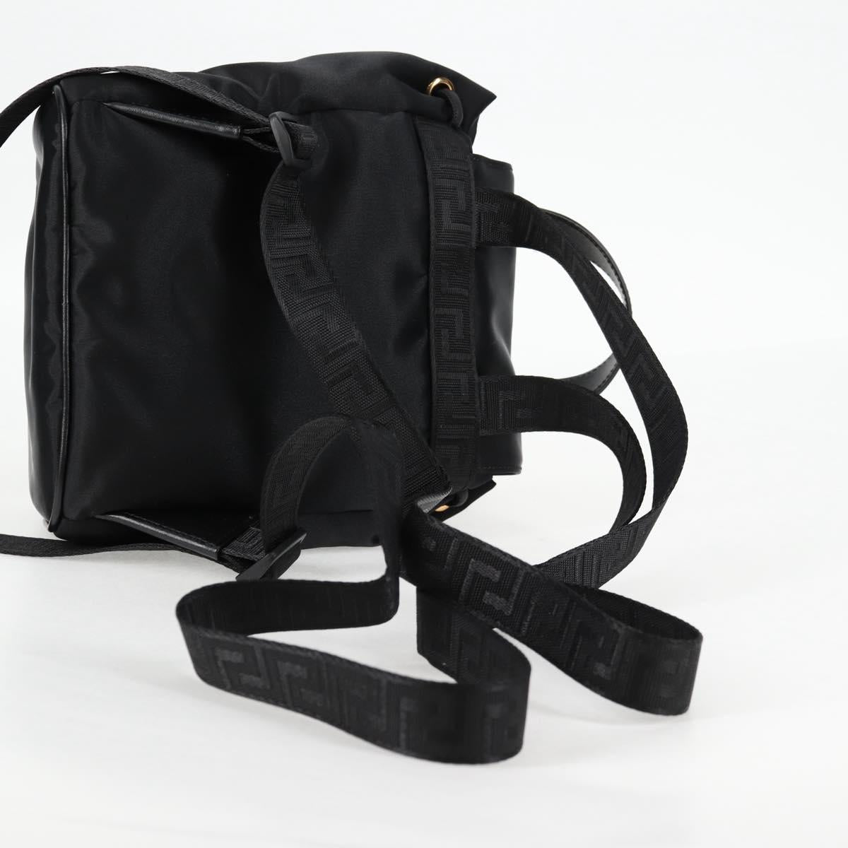VERSACE Backpack Nylon Black Gold Auth 118730V