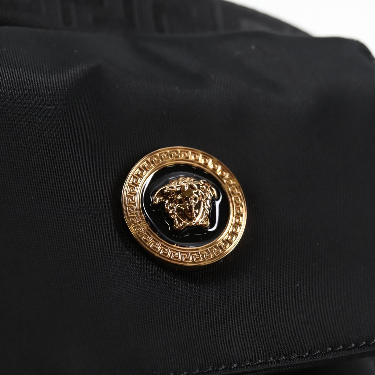 VERSACE Backpack Nylon Black Gold Auth 118731V