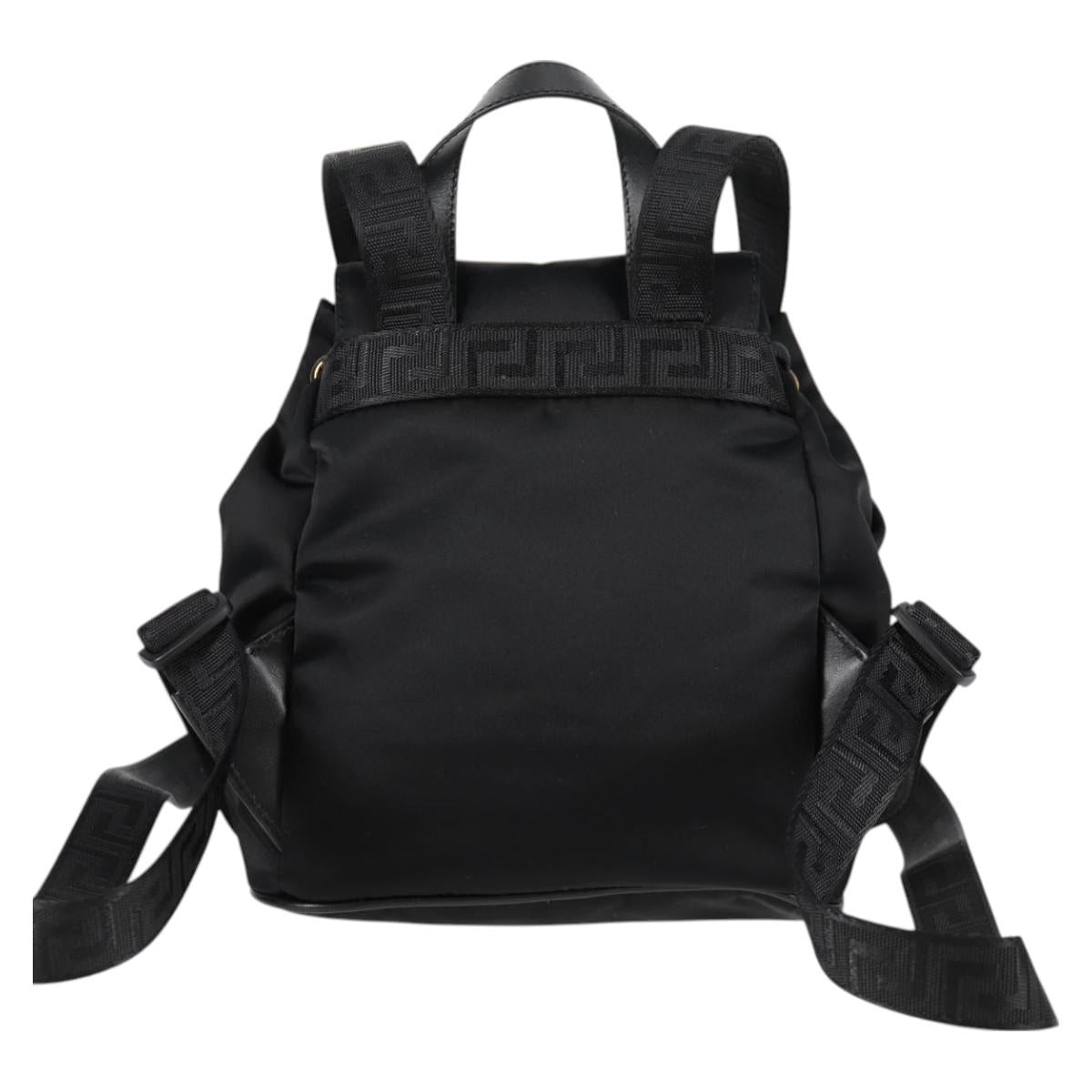 VERSACE Backpack Nylon Black Gold Auth 118731V