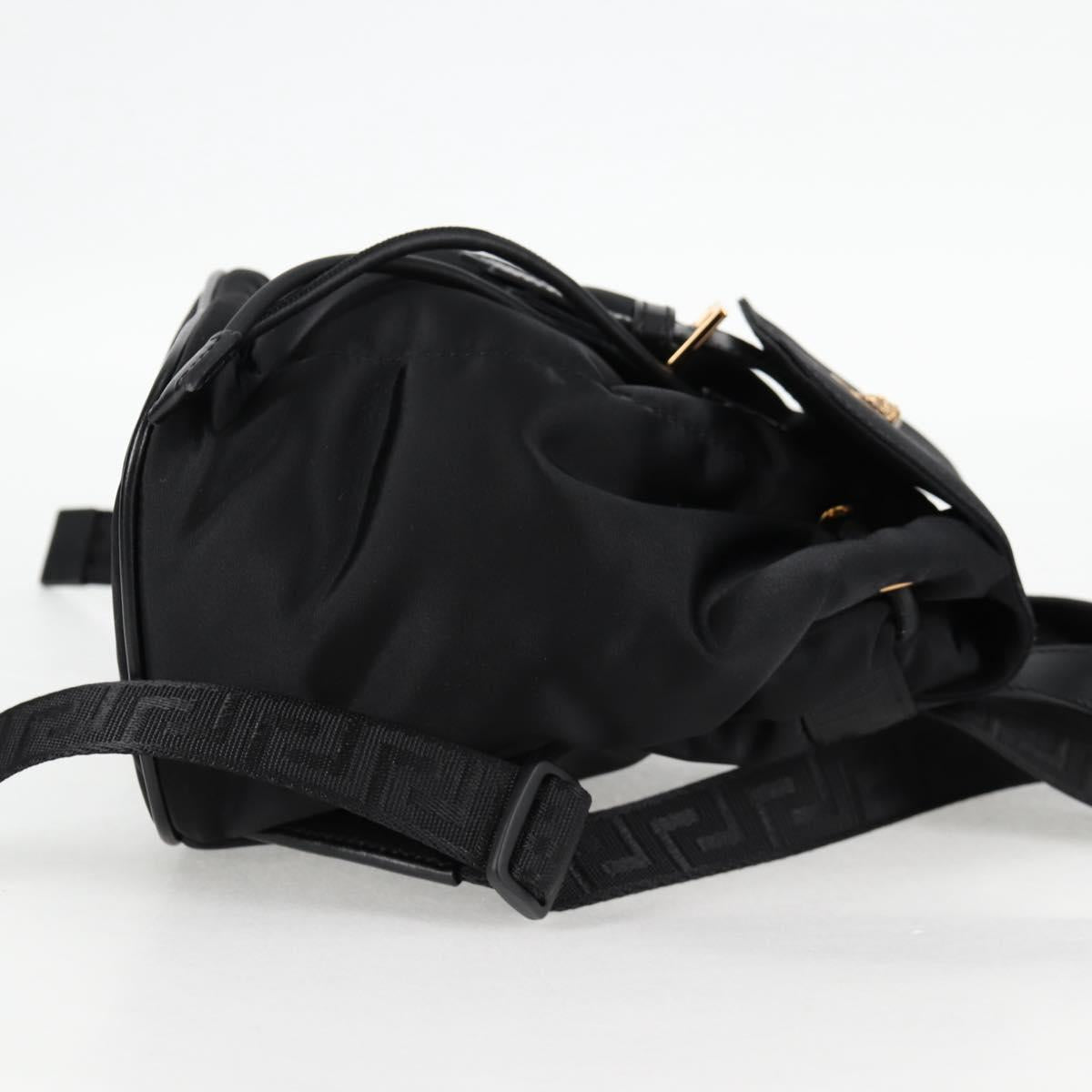 VERSACE Backpack Nylon Black Gold Auth 118731V