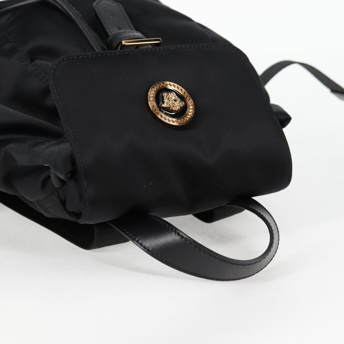 VERSACE Backpack Nylon Black Gold Auth 118731V