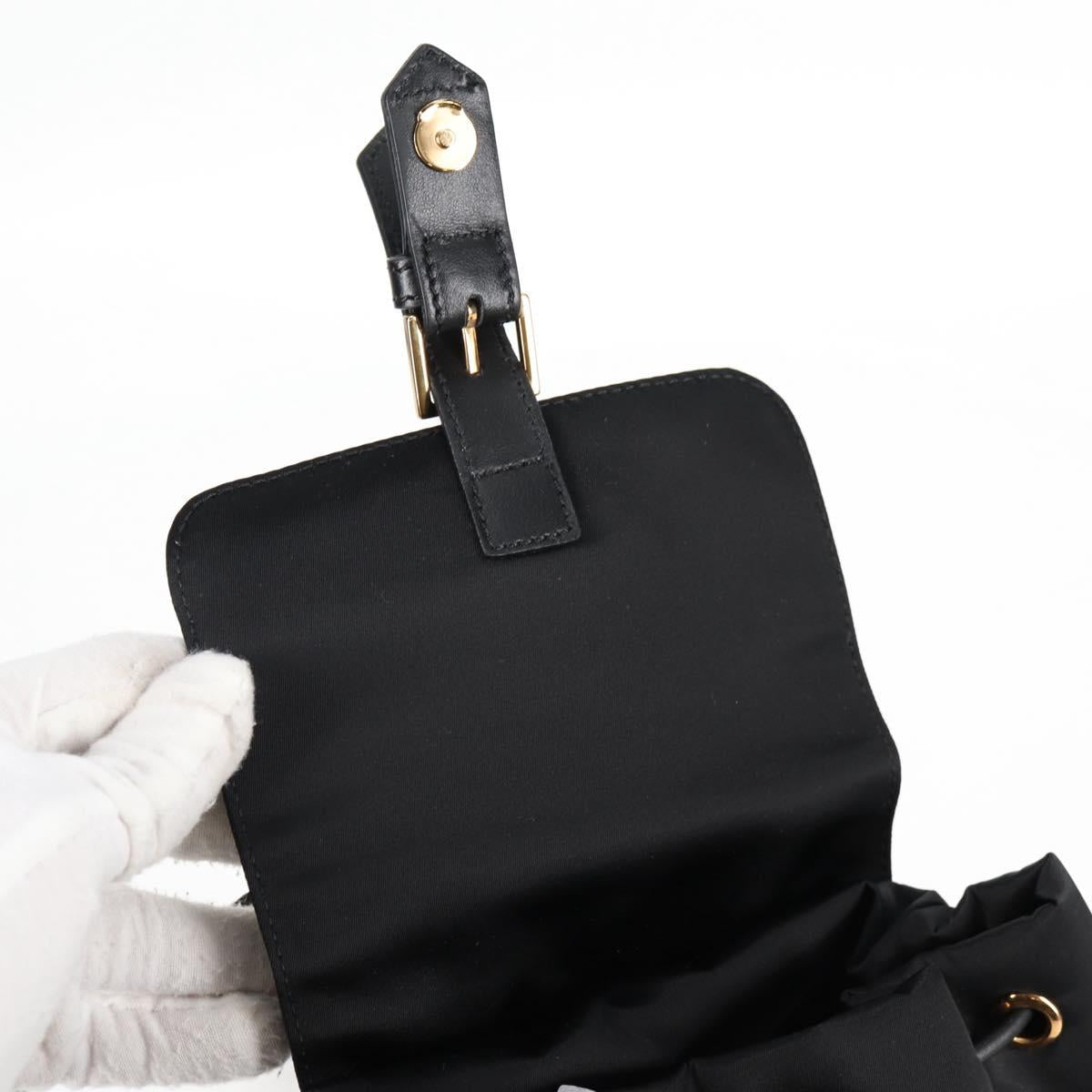 VERSACE Backpack Nylon Black Gold Auth 118733V