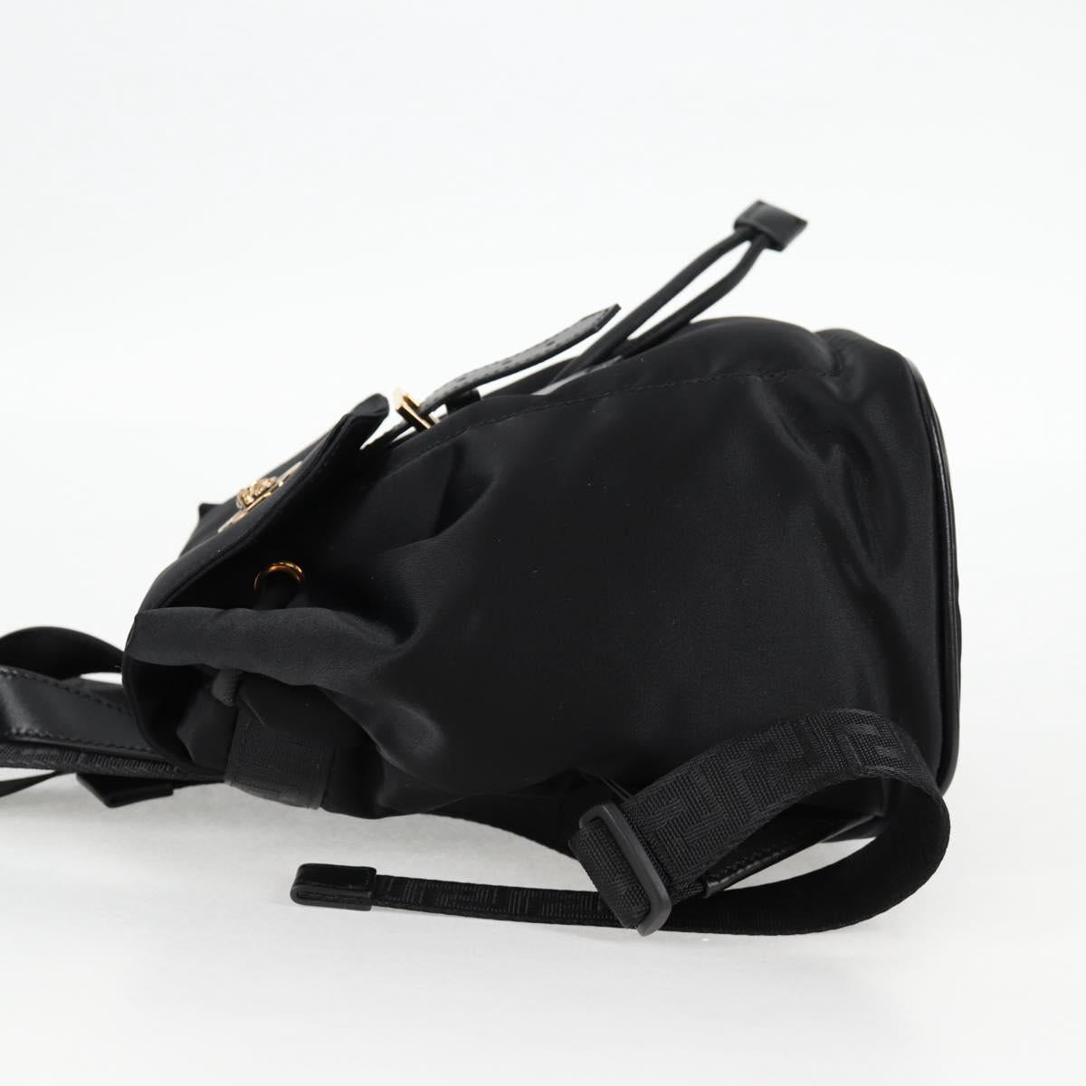 VERSACE Backpack Nylon Black Gold Auth 118733V