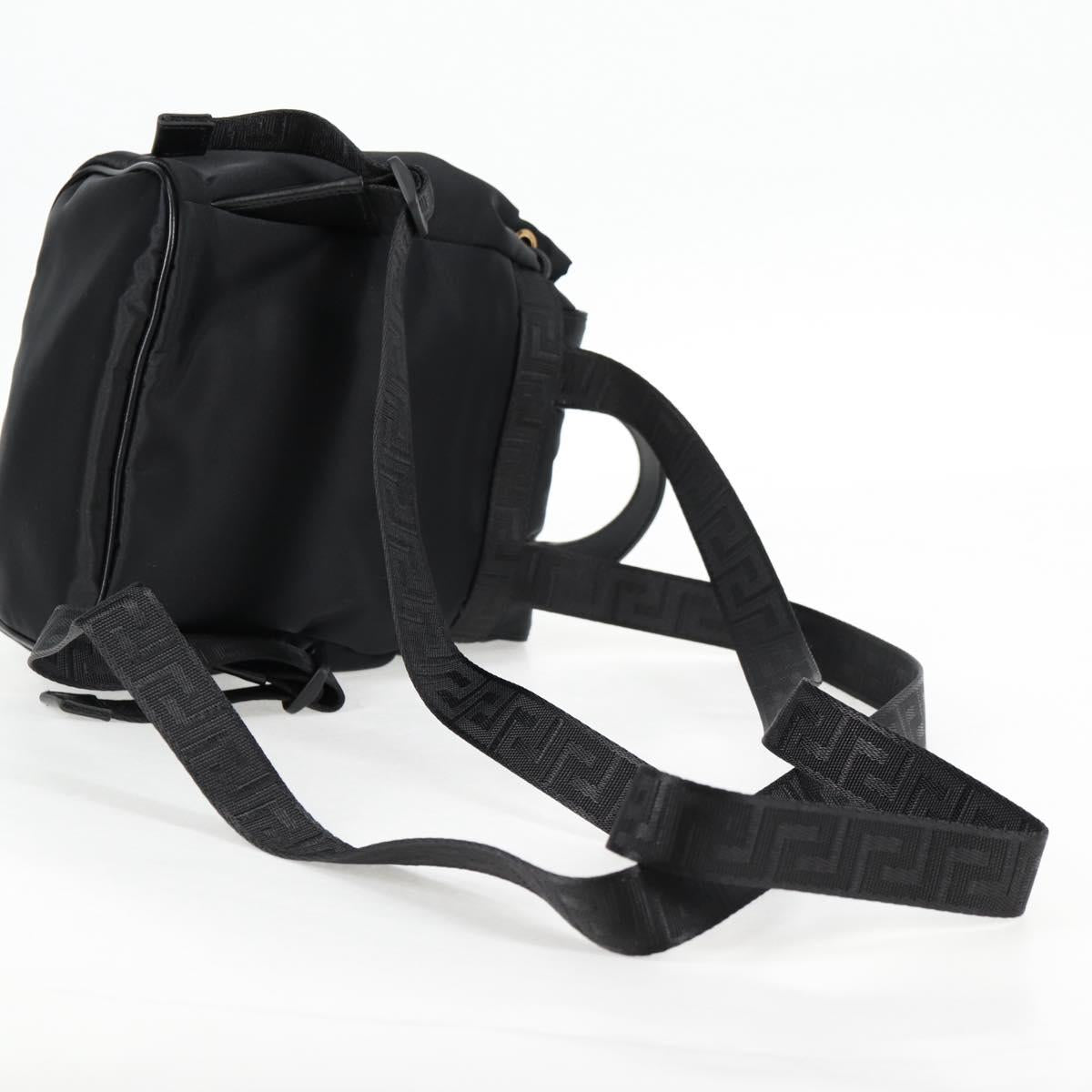 VERSACE Backpack Nylon Black Gold Auth 118734V