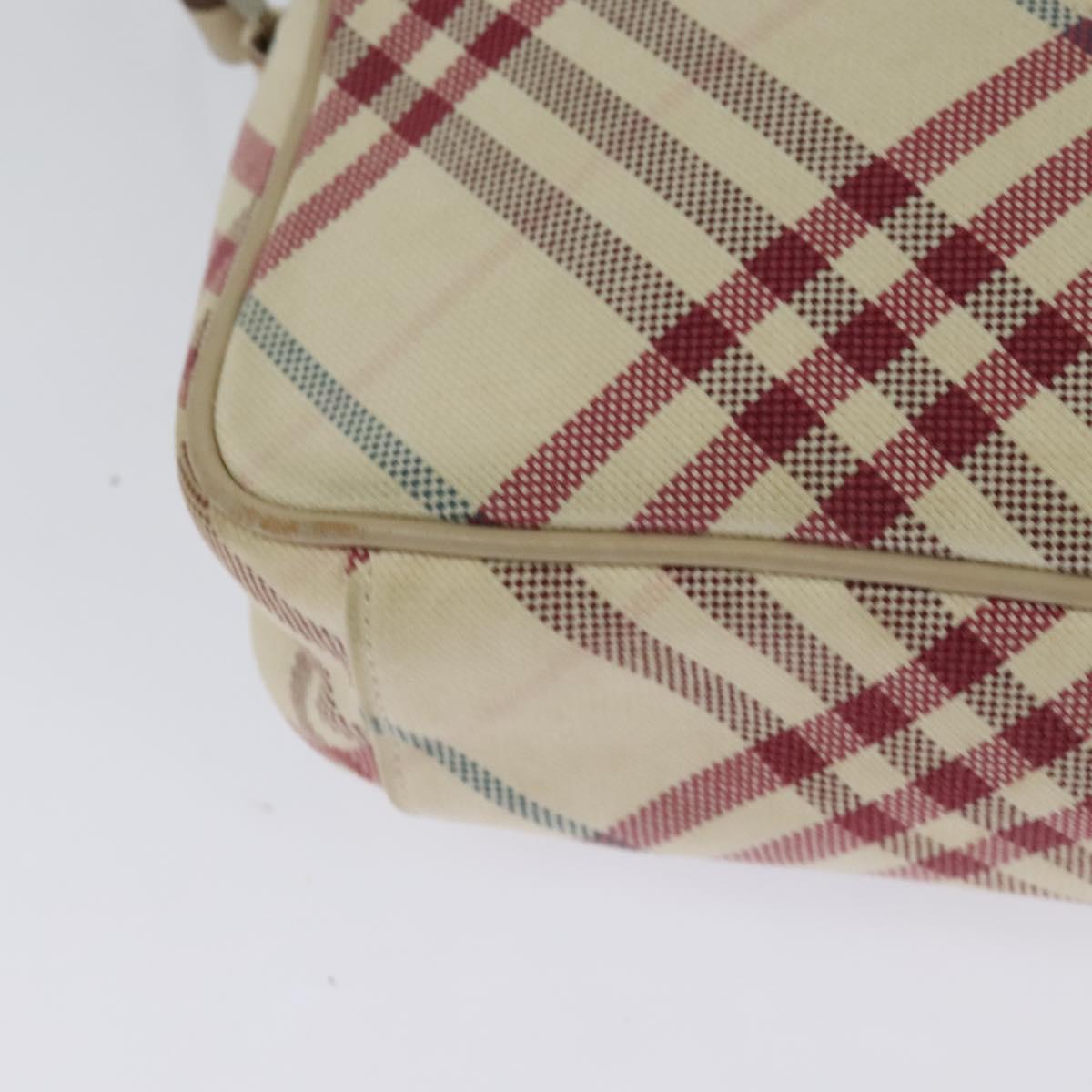 BURBERRY Nova Check Blue Label Shoulder Bag Canvas Beige Silver Auth 118746