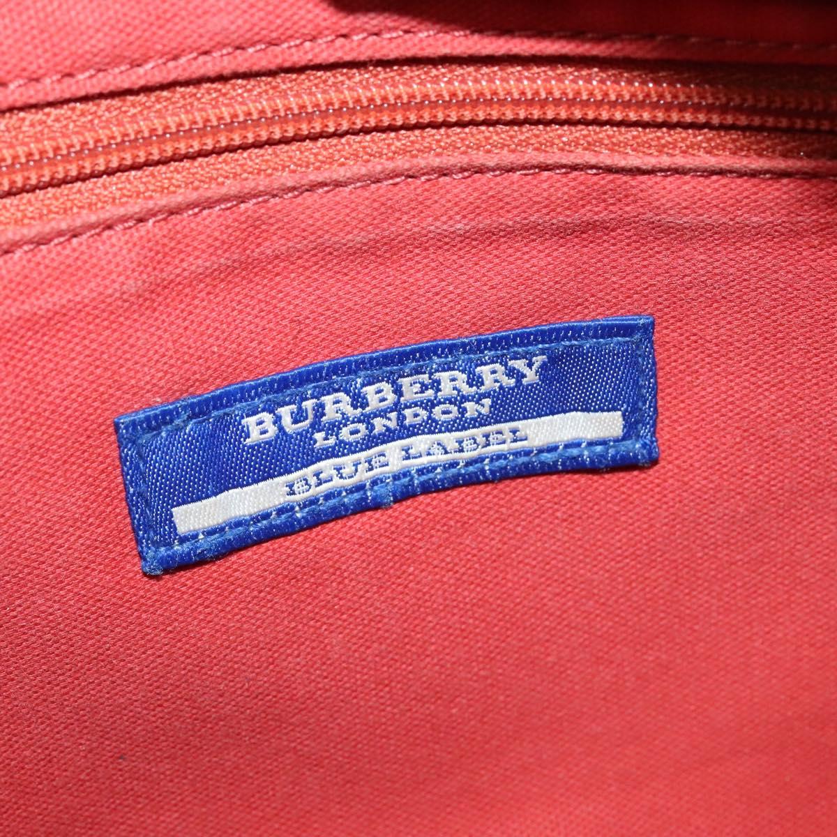 BURBERRY Nova Check Blue Label Shoulder Bag Canvas Beige Silver Auth 118746