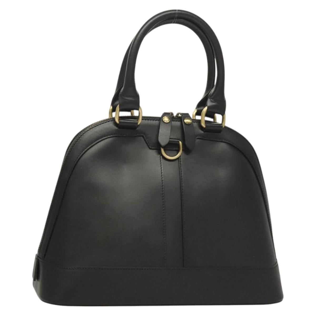 BURBERRY Hand Bag Leather Gold Black Auth 118748