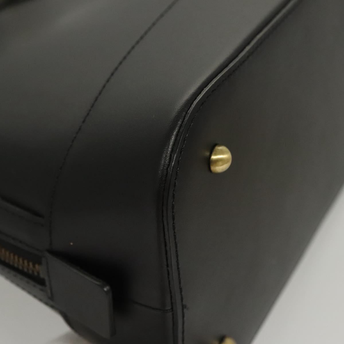 BURBERRY Hand Bag Leather Gold Black Auth 118748