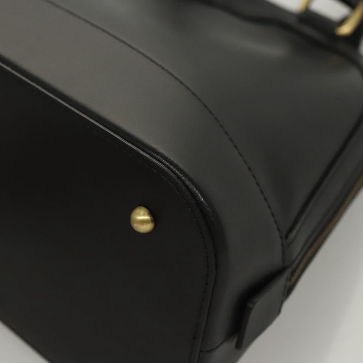 BURBERRY Hand Bag Leather Gold Black Auth 118748