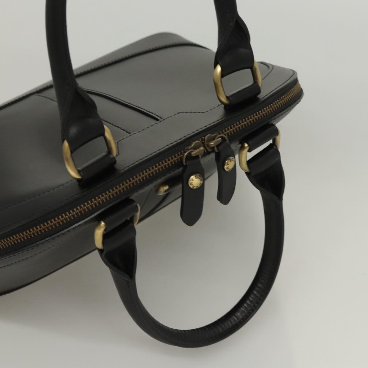 BURBERRY Hand Bag Leather Gold Black Auth 118748