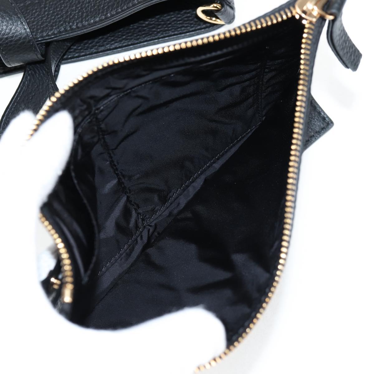 VERSACE Tote Bag Leather 2way Black Gold Auth 118750V