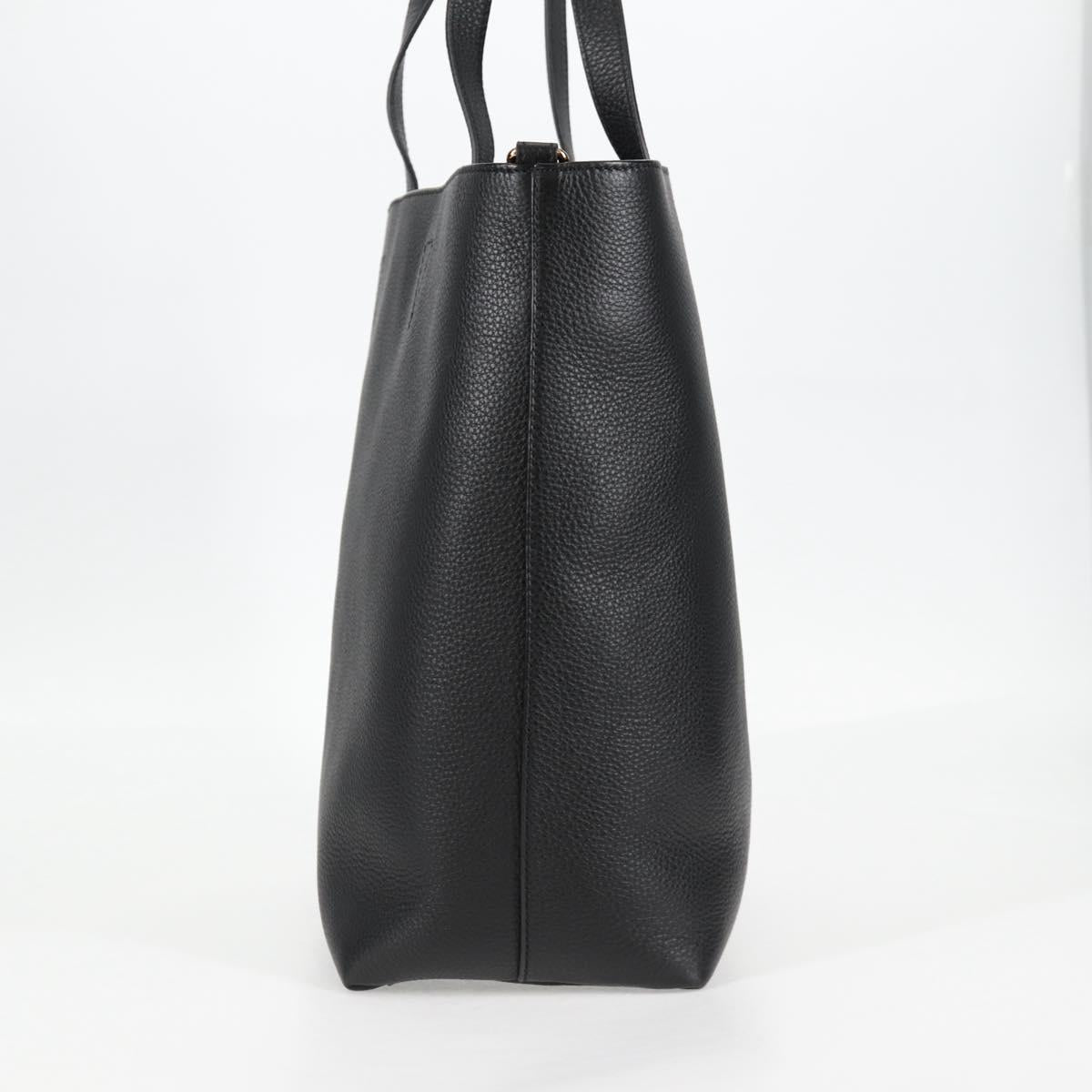 VERSACE Tote Bag Leather 2way Black Gold Auth 118750V